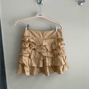 Club Monaco Beige Ruffled Mini Skirt